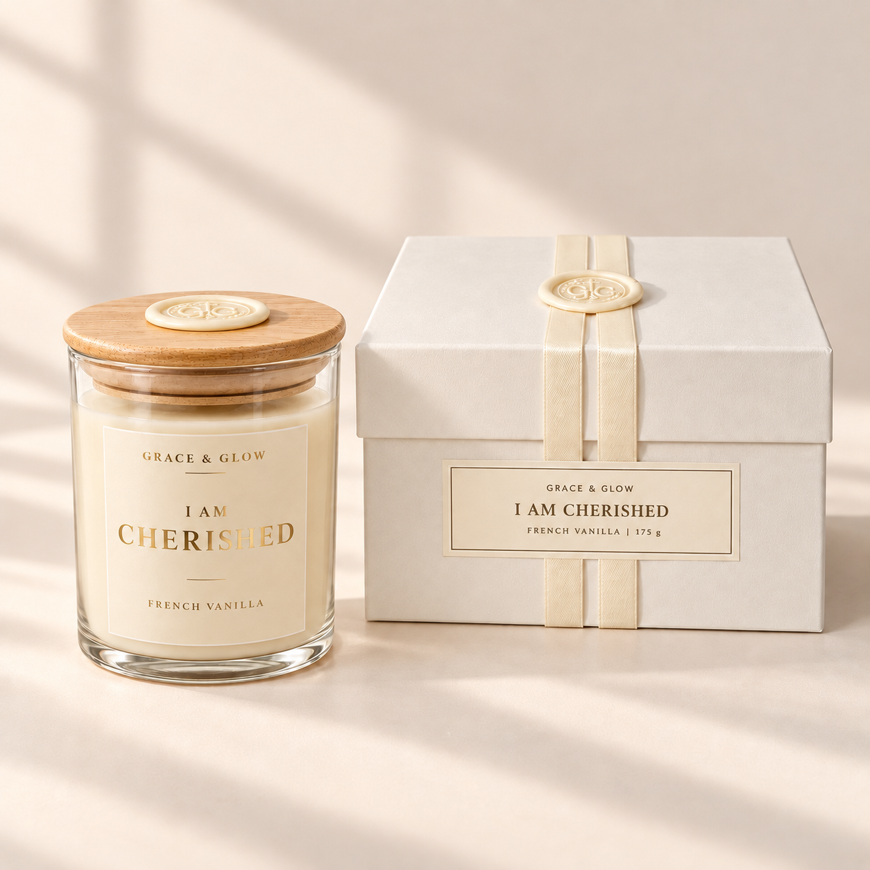 I Am Cherished Signature beside its gift box