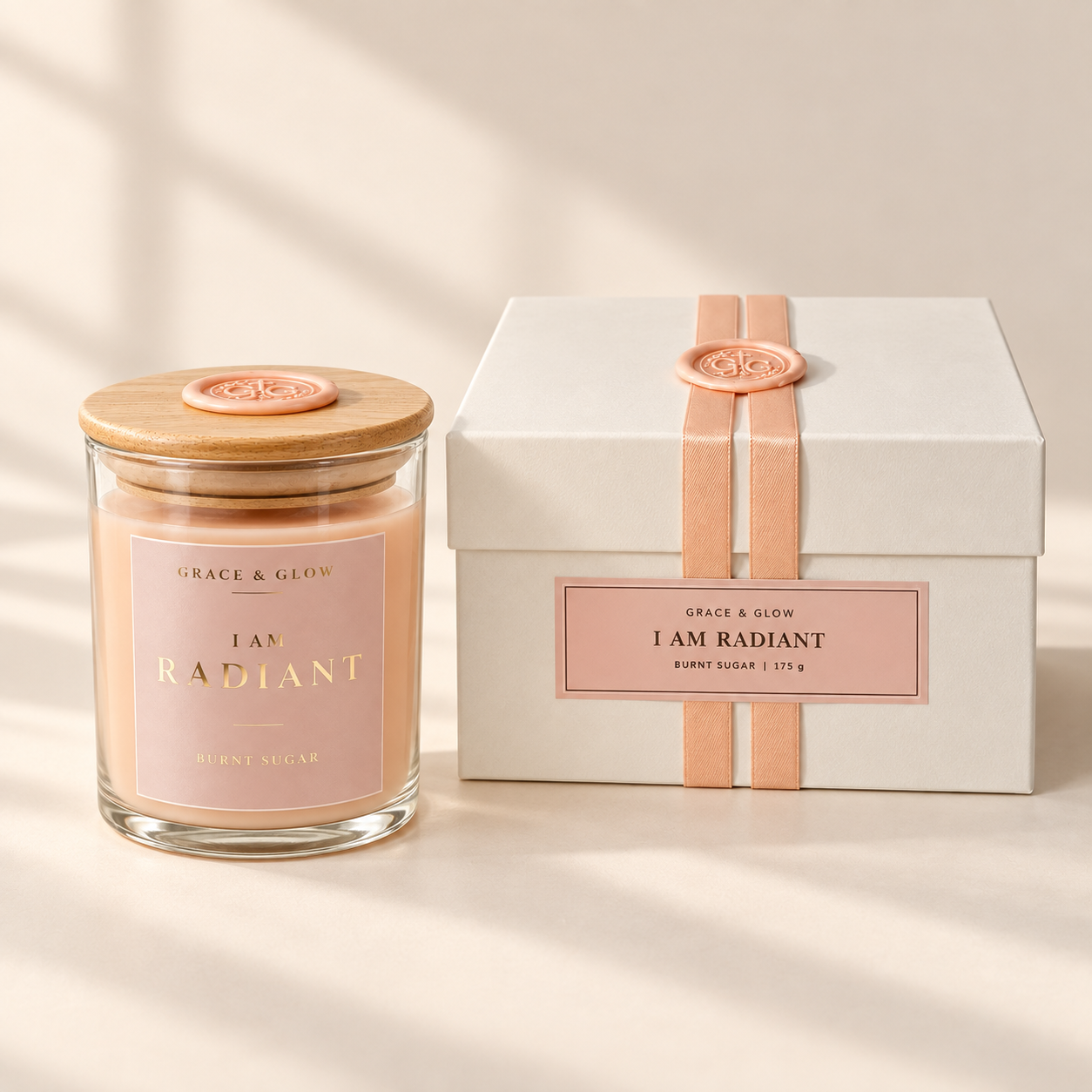 I Am Radiant Signature beside its gift box